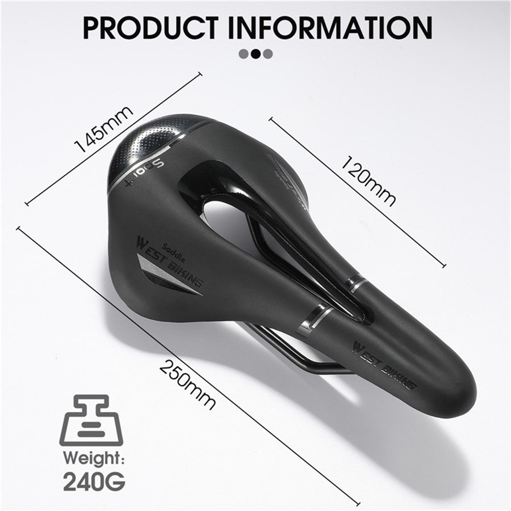 WEST BIKING YP0801117 Bike Saddle Seat Cushion Breathable PU Leather Hollow Comfortable Shockproof Road MTB Bike Cycling Saddle