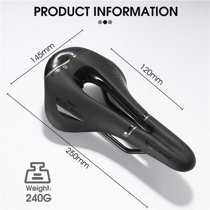 WEST BIKING YP0801117 Bike Saddle Seat Cushion Breathable PU Leather Hollow Comfortable Shockproof Road MTB Bike Cycling Saddle