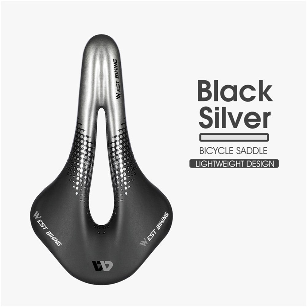 WEST BIKING YP0801117 Bike Saddle Seat Cushion Breathable PU Leather Hollow Comfortable Shockproof Road MTB Bike Cycling Saddle