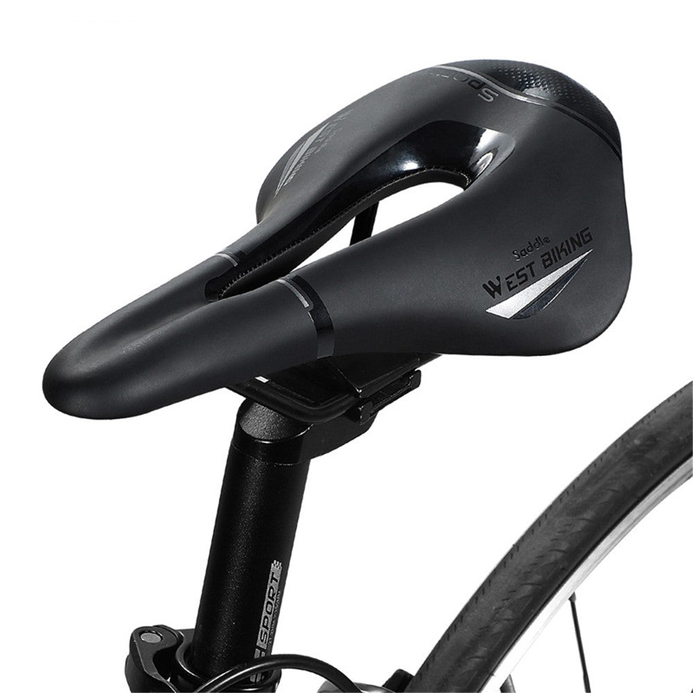 WEST BIKING YP0801117 Bike Saddle Seat Cushion Breathable PU Leather Hollow Comfortable Shockproof Road MTB Bike Cycling Saddle