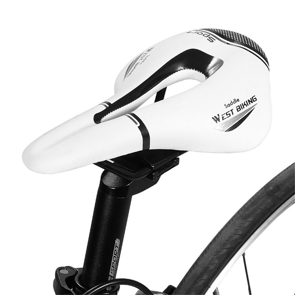 WEST BIKING YP0801117 Bike Saddle Seat Cushion Breathable PU Leather Hollow Comfortable Shockproof Road MTB Bike Cycling Saddle