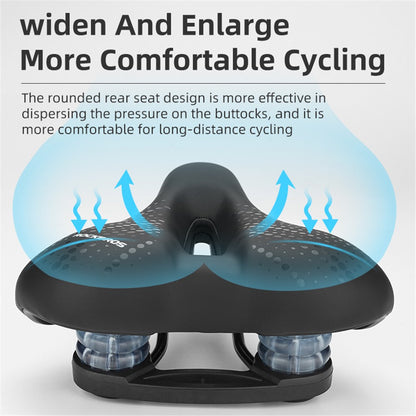ROCKBROS 38218916002 MTB Bike Widen Saddle Seat PU Leather Shock-absorption Bicycle Cushion