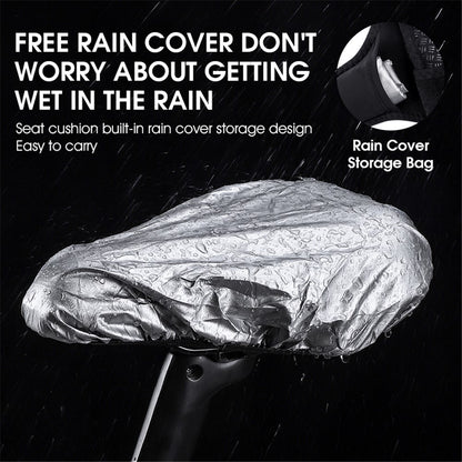 WEST BIKING YP0801143 Bike Cycling Saddle Thicken Breathable Shock-absorption Bicycle Seat Cushion with Rainproof Cover