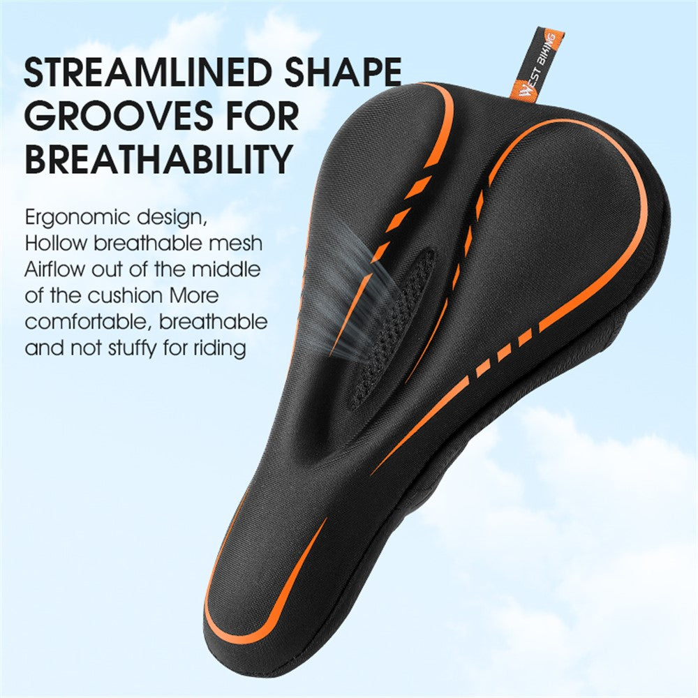 WEST BIKING YP0801143 Bike Cycling Saddle Thicken Breathable Shock-absorption Bicycle Seat Cushion with Rainproof Cover