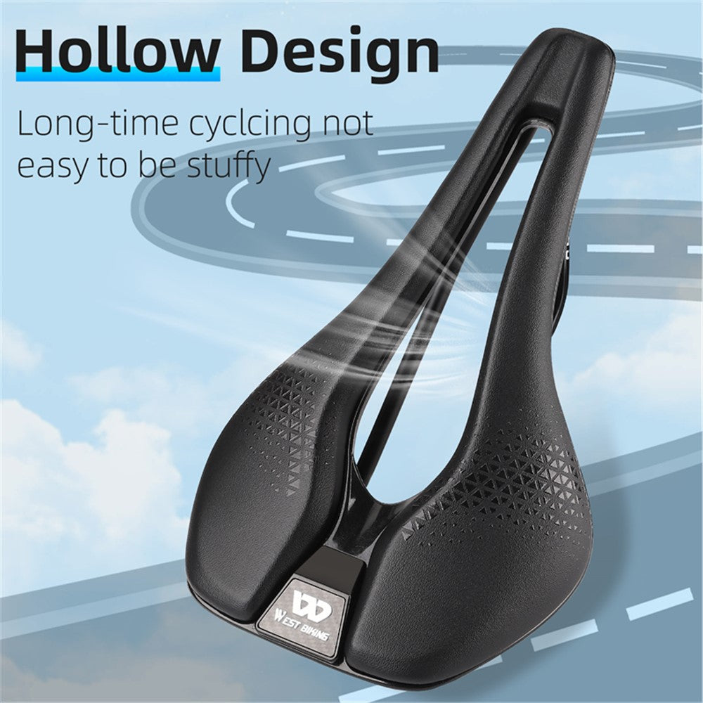 WEST BIKING YP0801170 Bike Cycling Short Nose Saddle Hollow Breathable PU Leather Bicycle Seat
