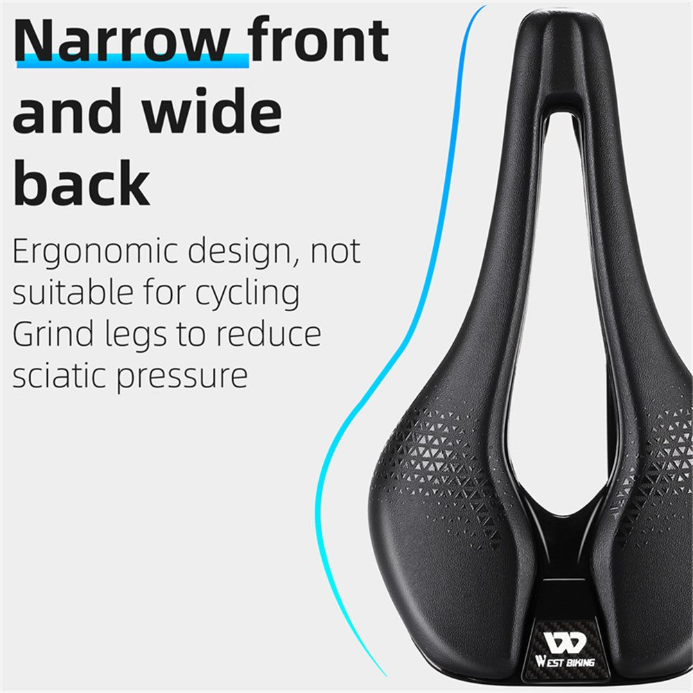 WEST BIKING YP0801170 Bike Cycling Short Nose Saddle Hollow Breathable PU Leather Bicycle Seat