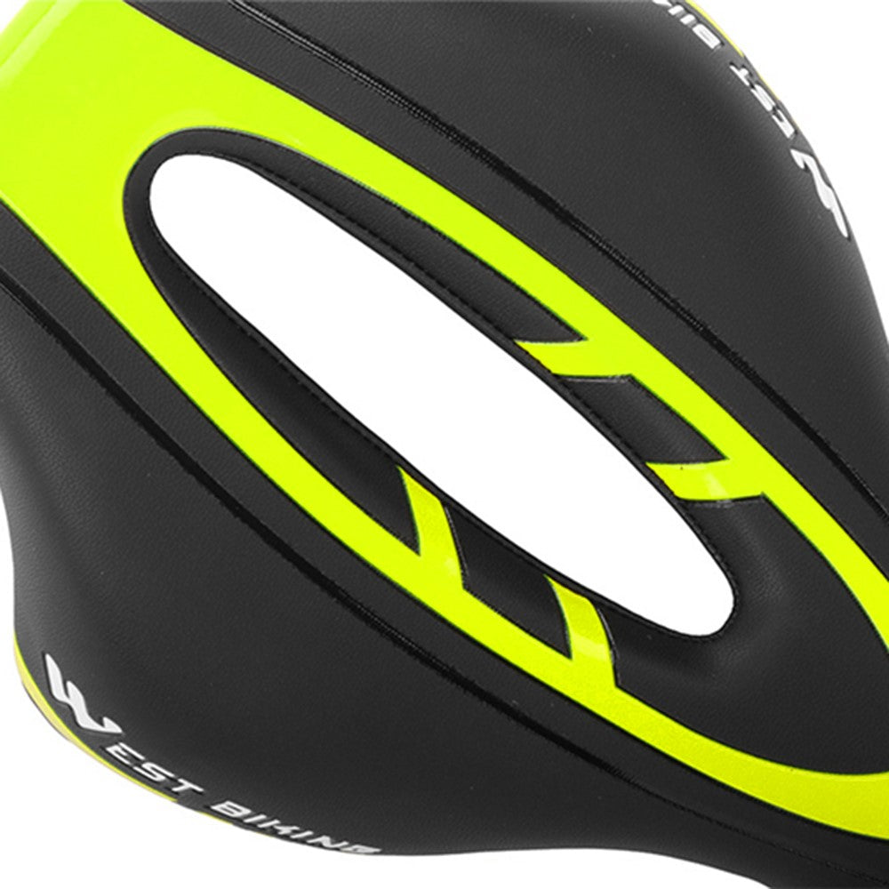 WEST BIKING YP0801072 PU Leather Bike Saddle Breathable Hollow Shock-absorption Bicycle Seat Cushion