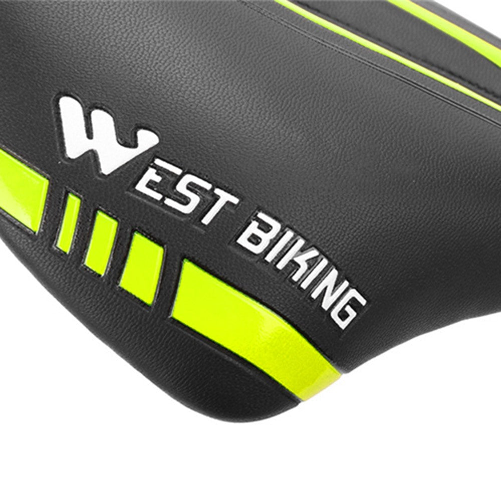 WEST BIKING YP0801072 PU Leather Bike Saddle Breathable Hollow Shock-absorption Bicycle Seat Cushion