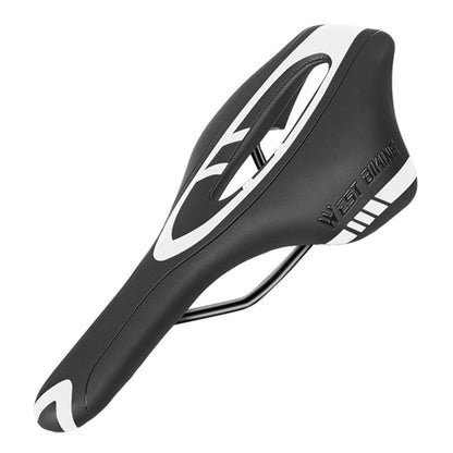 WEST BIKING YP0801072 PU Leather Bike Saddle Breathable Hollow Shock-absorption Bicycle Seat Cushion