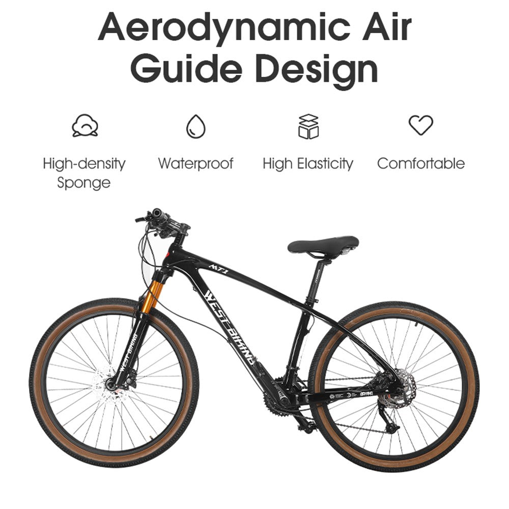 WEST BIKING YP0801176 PU Leather Bike Cycling Saddle Hollow Breathable Bicycle Seat Cushion