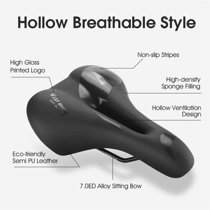 WEST BIKING YP0801176 PU Leather Bike Cycling Saddle Hollow Breathable Bicycle Seat Cushion