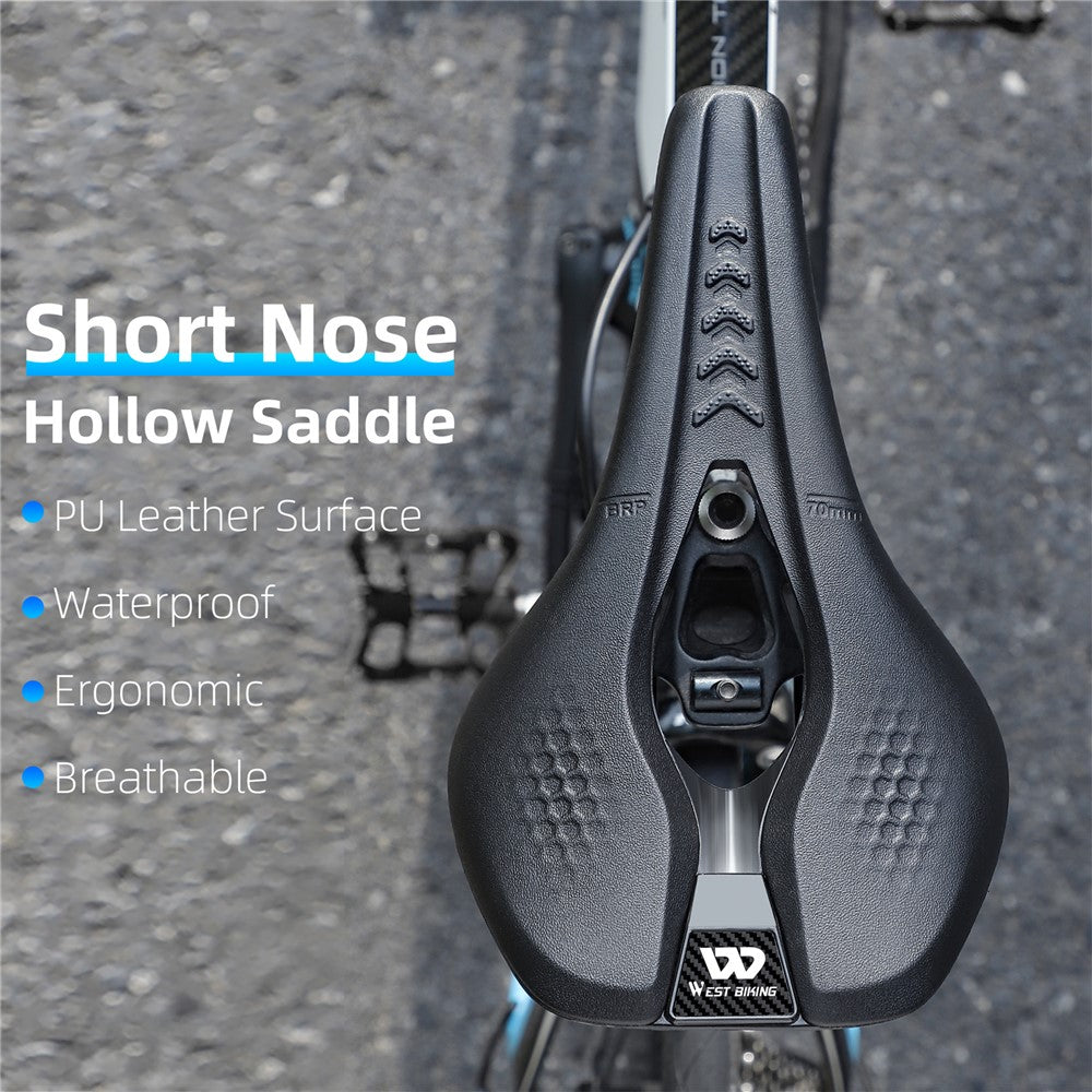 WEST BIKING YP0801188 MTB Road Bike Saddle Center Hollow Breathable PU Leather Bicycle Seat