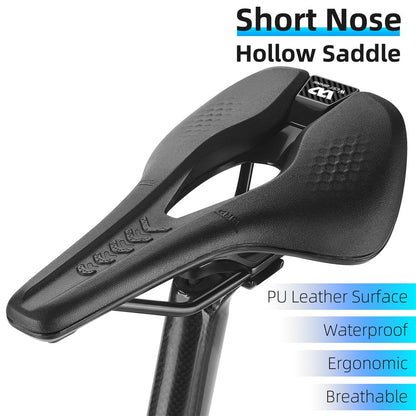 WEST BIKING YP0801188 MTB Road Bike Saddle Center Hollow Breathable PU Leather Bicycle Seat