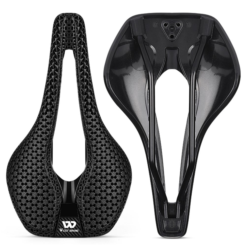 WEST BIKING YP0801182 3D Printing MTB Road Bike Short Nose Hollow Breathable Bicycle Seat