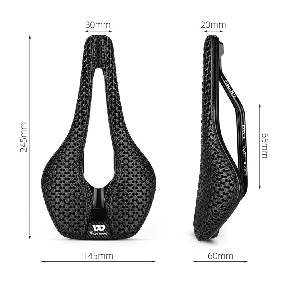 WEST BIKING YP0801182 3D Printing MTB Road Bike Short Nose Hollow Breathable Bicycle Seat