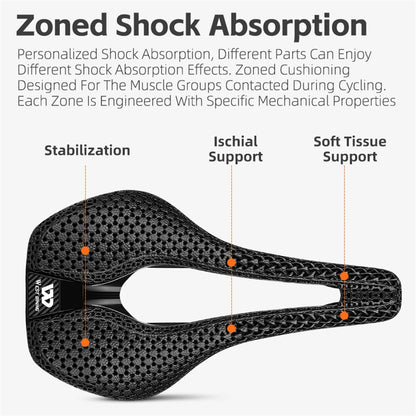 WEST BIKING YP0801182 3D Printing MTB Road Bike Short Nose Hollow Breathable Bicycle Seat