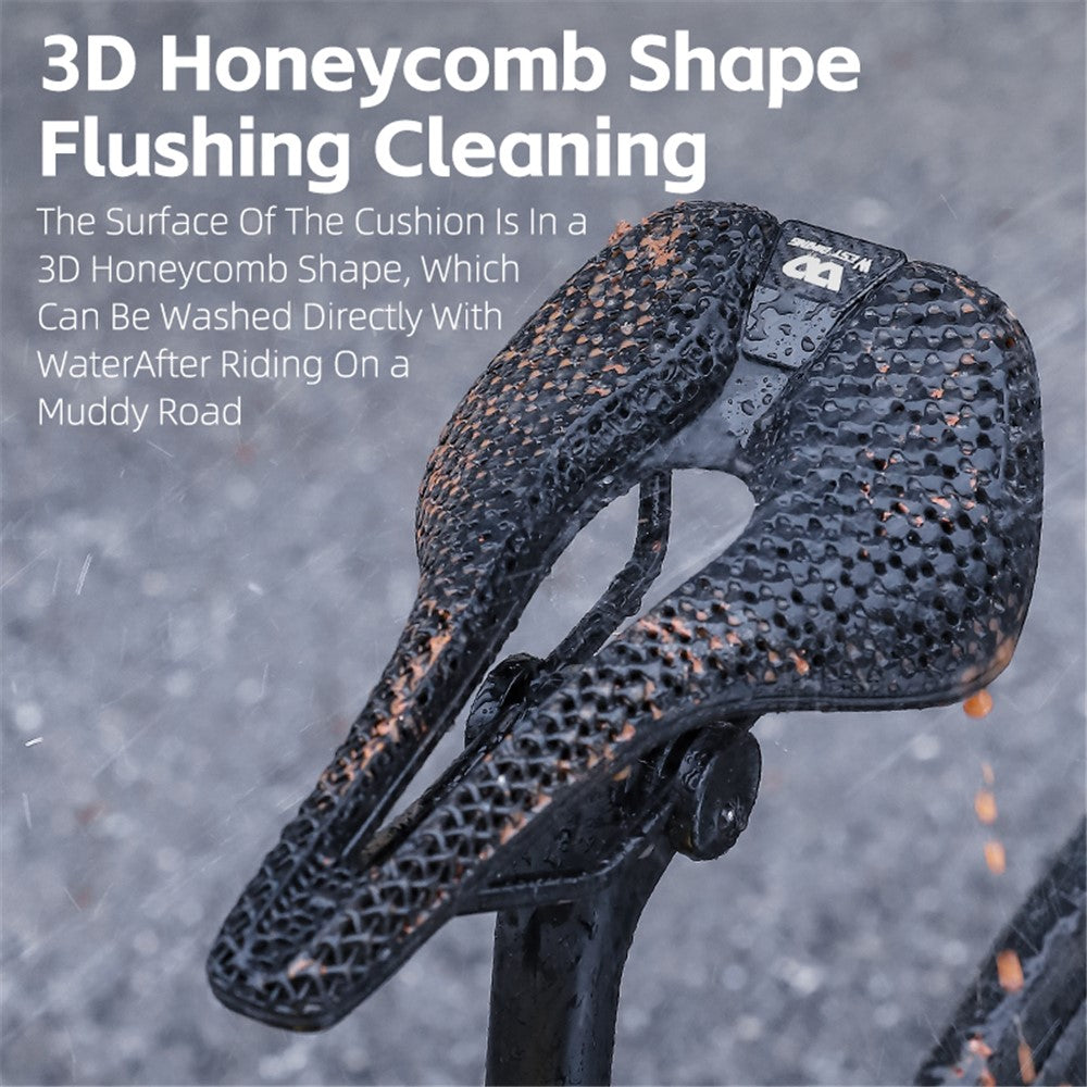 WEST BIKING YP0801182 3D Printing MTB Road Bike Short Nose Hollow Breathable Bicycle Seat