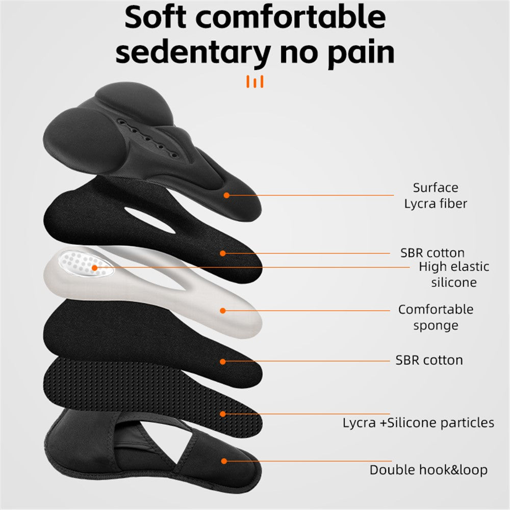 WEST BIKING YP0801184 Bike Cushion Seat Cover Silicone+Lycra Fiber+Sponge Shock-resistant MTB Seat Cushion for Cycling