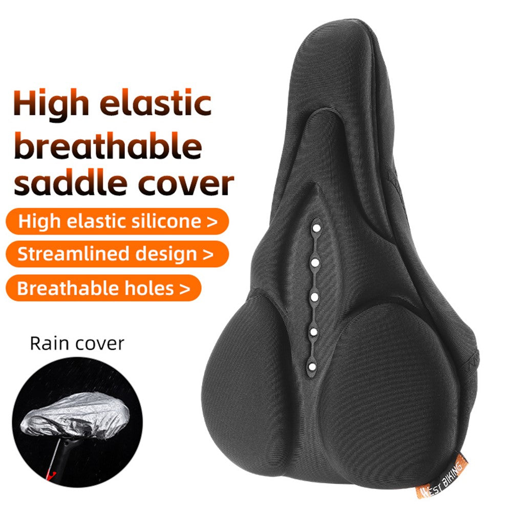 WEST BIKING YP0801184 Bike Cushion Seat Cover Silicone+Lycra Fiber+Sponge Shock-resistant MTB Seat Cushion for Cycling