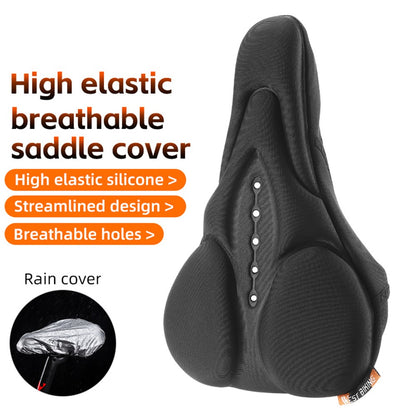 WEST BIKING YP0801184 Bike Cushion Seat Cover Silicone+Lycra Fiber+Sponge Shock-resistant MTB Seat Cushion for Cycling