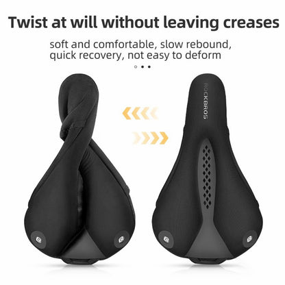 ROCKBROS Bike Saddle Cover Memory Foam + Liquid Silicone Thicken Bicycle Seat Cushion with Dual Tail Light