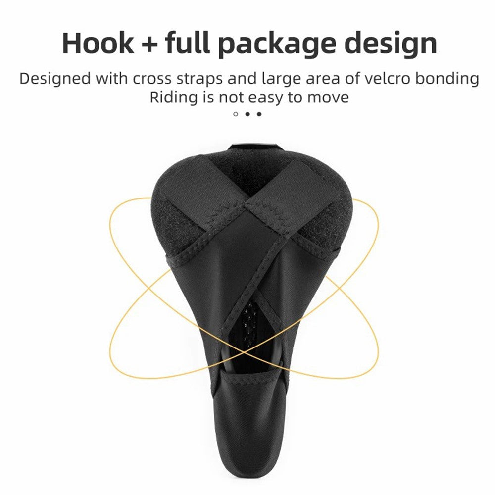 ROCKBROS Bike Saddle Cover Memory Foam + Liquid Silicone Thicken Bicycle Seat Cushion with Dual Tail Light