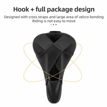 ROCKBROS Bike Saddle Cover Memory Foam + Liquid Silicone Thicken Bicycle Seat Cushion with Dual Tail Light