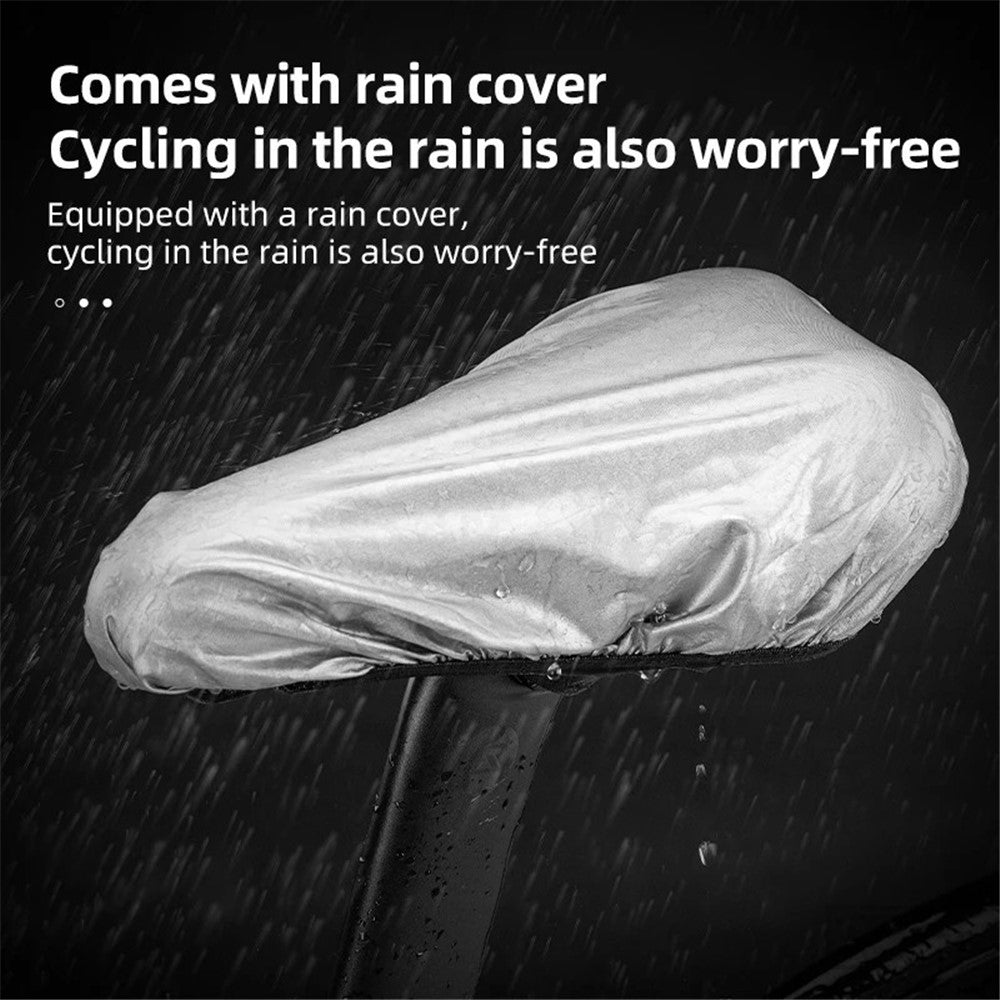 ROCKBROS Bike Saddle Cover Memory Foam + Liquid Silicone Thicken Bicycle Seat Cushion with Dual Tail Light
