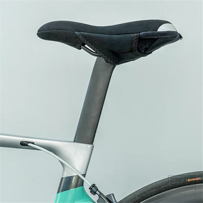ROCKBROS Bike Saddle Cover Memory Foam + Liquid Silicone Thicken Bicycle Seat Cushion with Dual Tail Light