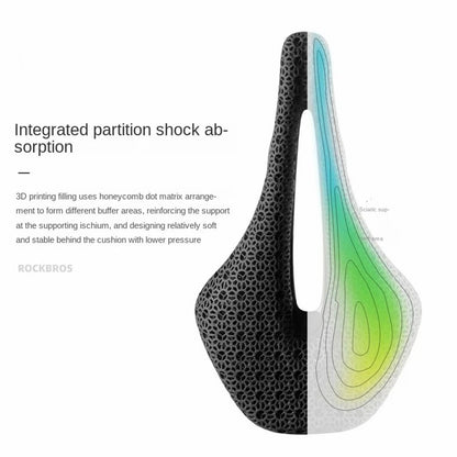 ROCKBROS 3D Printing Bike Saddle Polyurethane+Carbon Fiber Breathable Bicycle Seat Cushion