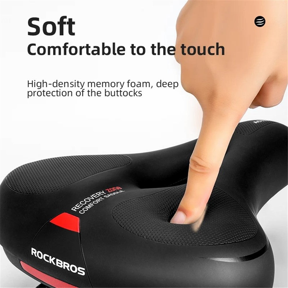 ROCKBROS AQ-6090 PU Leather+Memory Foam Bike Seat Saddle Breathable Bicycle Seat Cushion