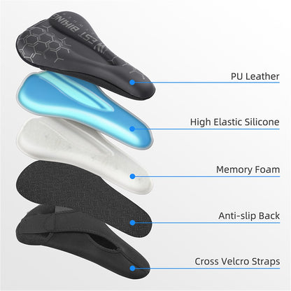 WEST BIKING Bike Saddle Cover PU Leather + Silicone + Memory Foam Thicken Bicycle Seat Cushion