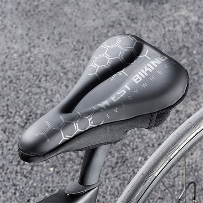 WEST BIKING Bike Saddle Cover PU Leather + Silicone + Memory Foam Thicken Bicycle Seat Cushion