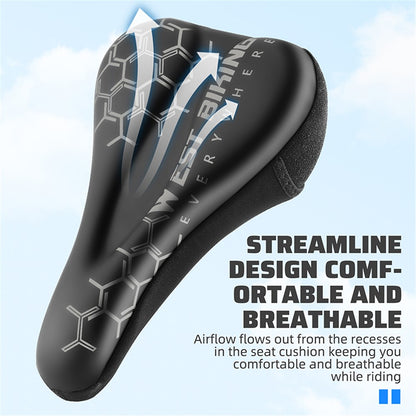 WEST BIKING Bike Saddle Cover PU Leather + Silicone + Memory Foam Thicken Bicycle Seat Cushion