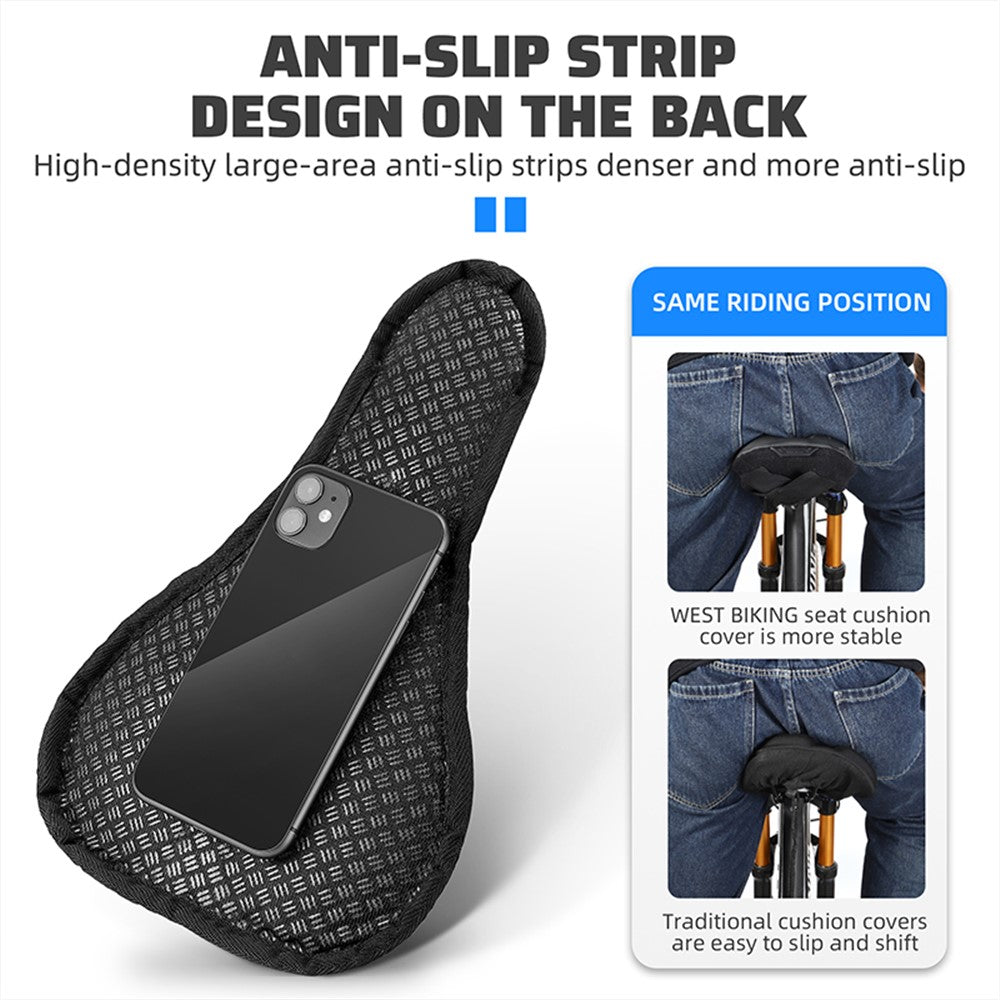 WEST BIKING Bike Saddle Cover PU Leather + Silicone + Memory Foam Thicken Bicycle Seat Cushion