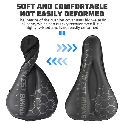WEST BIKING Bike Saddle Cover PU Leather + Silicone + Memory Foam Thicken Bicycle Seat Cushion