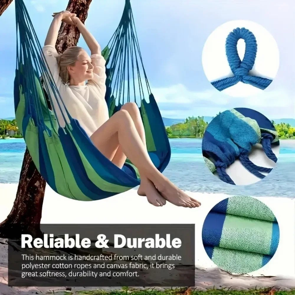 Outdoor Camping Patio Yard Canvas Hammock Chair Hanging Swing Seat