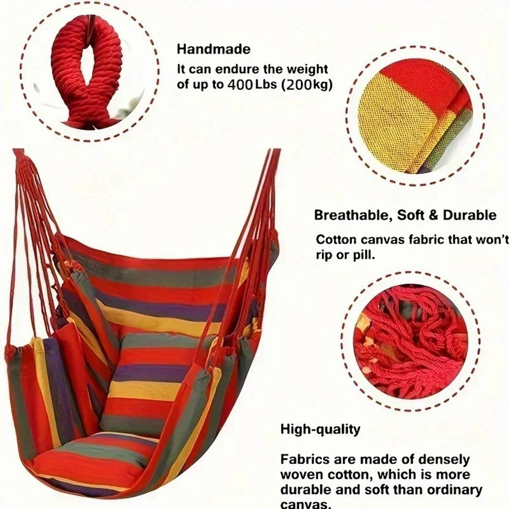 Outdoor Camping Patio Yard Canvas Hammock Chair Hanging Swing Seat