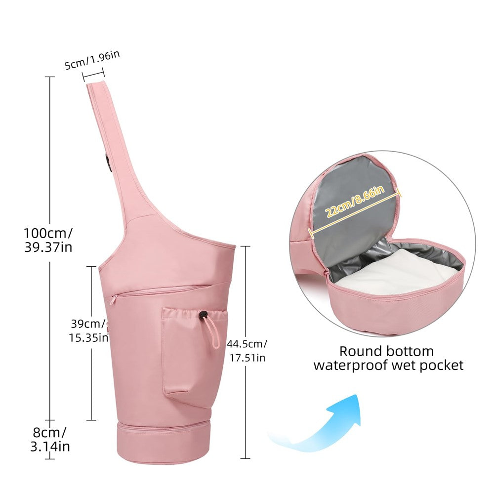 Yoga Mat Carrier Bag Large Opening Polyester Gym Bag with Waterproof Pocket and Drawstring Water Bottle Holder