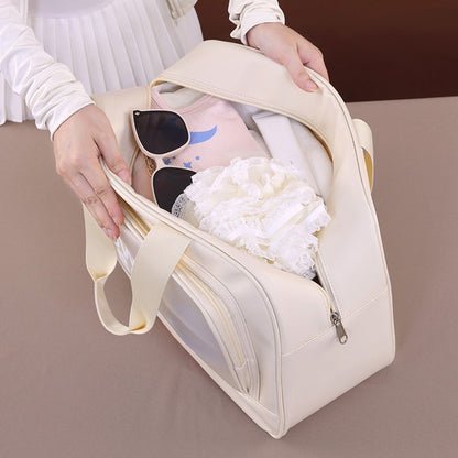 9018 Gym Beach Travel Tote Bag PU Leather + PVC Dry Wet Separation Sports Bag with Shoe Compartment