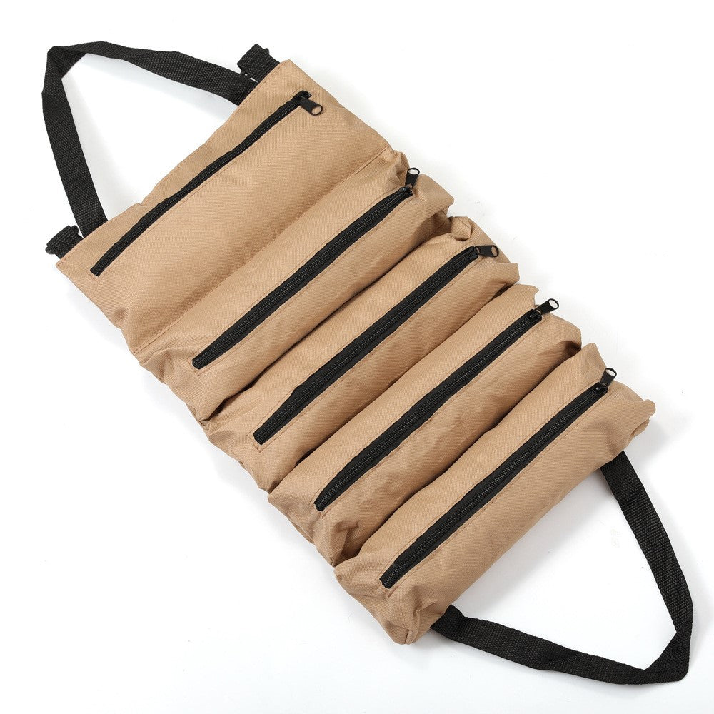 Portable Foldable Tool Bag Oxford Fabric Woodworking Electrician Auto Repair Tools 5 Compartment Organizer Pouch
