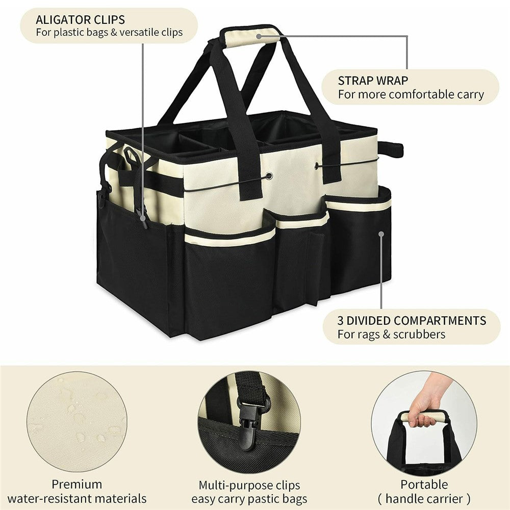 Portable Cleaning Caddy Organizer for Car Detailing Waterproof Storage Bag with Shoulder Strap