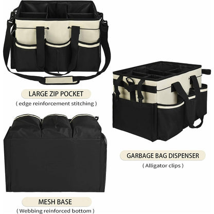 Portable Cleaning Caddy Organizer for Car Detailing Waterproof Storage Bag with Shoulder Strap
