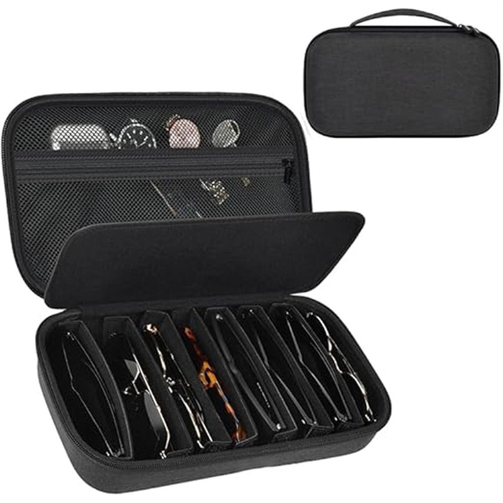 8 Compartments Sunglasses Case Hard EVA Portable Digital Storage Box with Handle