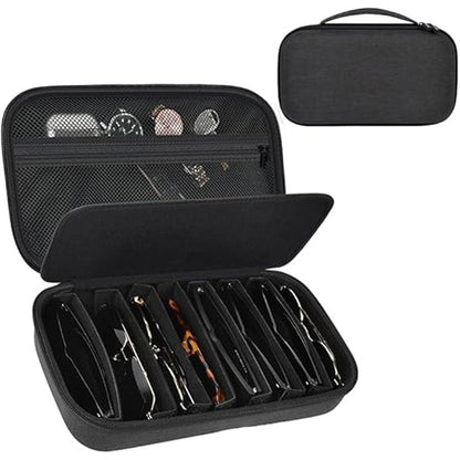 8 Compartments Sunglasses Case Hard EVA Portable Digital Storage Box with Handle
