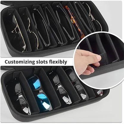 8 Compartments Sunglasses Case Hard EVA Portable Digital Storage Box with Handle