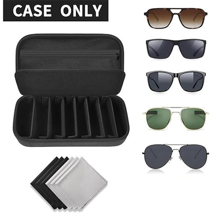 8 Compartments Sunglasses Case Hard EVA Portable Digital Storage Box with Handle