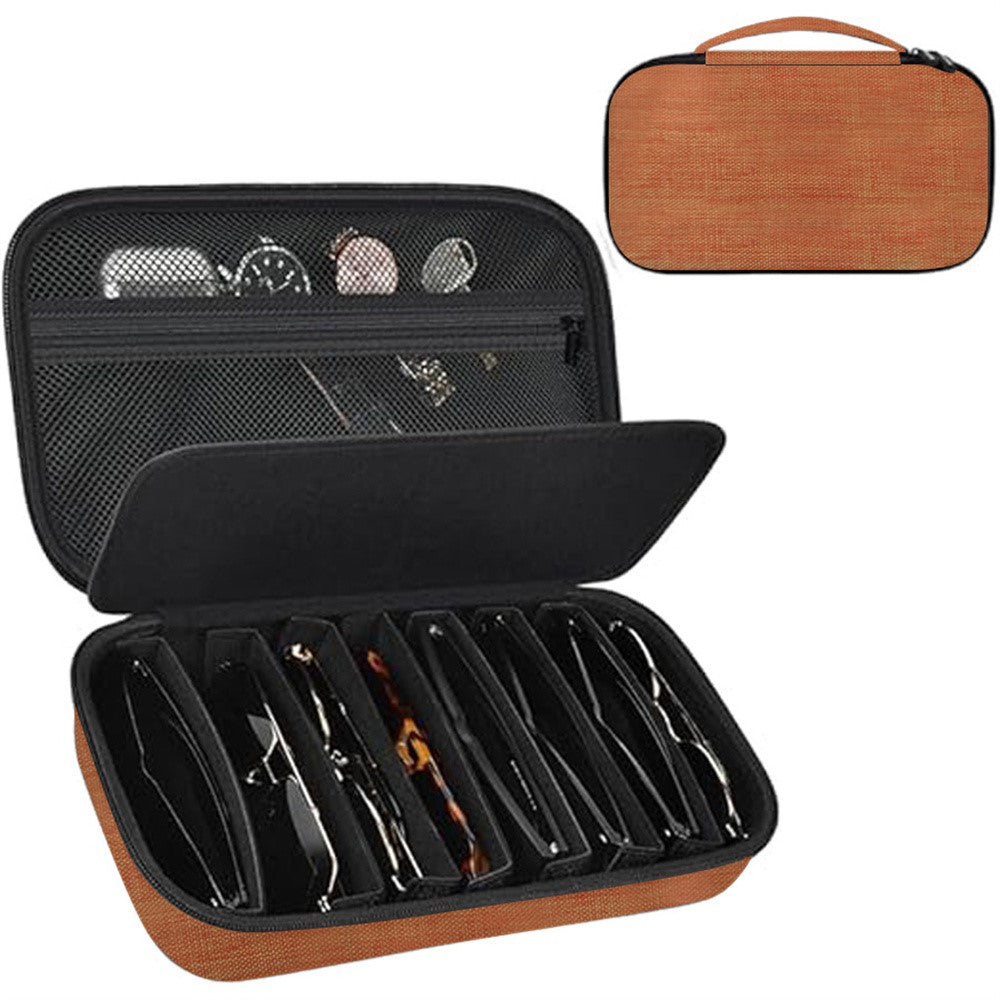 8 Compartments Sunglasses Case Hard EVA Portable Digital Storage Box with Handle