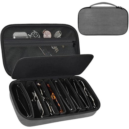 8 Compartments Sunglasses Case Hard EVA Portable Digital Storage Box with Handle
