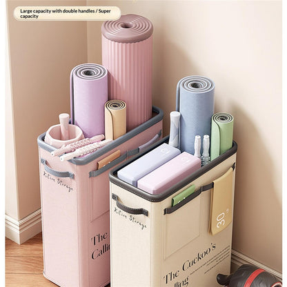 Foldable Yoga Mat Storage Bucket Space Saving Steel Frame Sports Equipment Organizer Basket